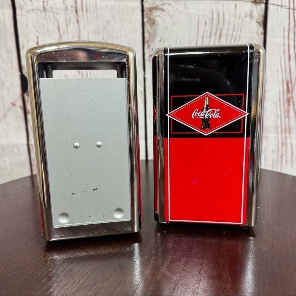Coca Cola Licensed collectible napkin dispenser Vintage 80s 90s 2 piece set GUC
